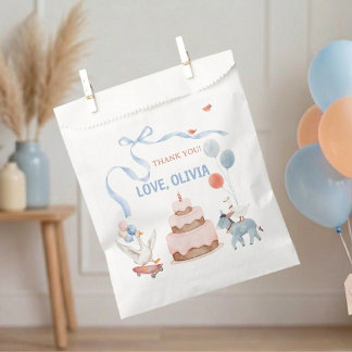 One Silly Goose First Birthday Watercolor Animals Favour Bag