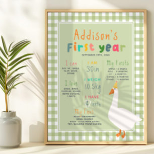 One Silly Goose First Year Birthday Milestone Poster