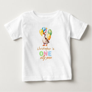 One Silly Goose Gender Neutral 1st Birthday  Baby T-Shirt
