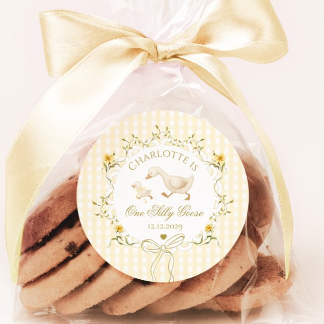 One Silly Goose Gender neutral Wildflower Classic Round Sticker (Creator Uploaded)