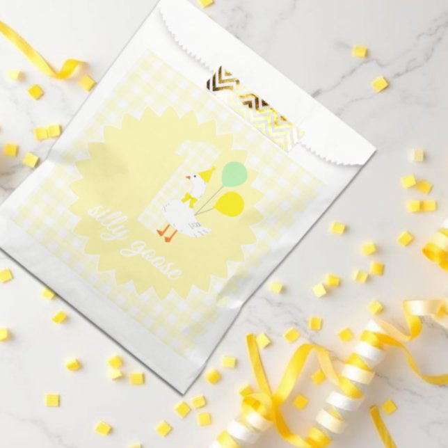 One Silly Goose Gingham 1st Birthday Favour Bag (Creator Uploaded)