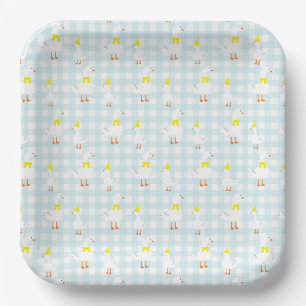 One Silly Goose Gingham 1st Birthday Paper Plate
