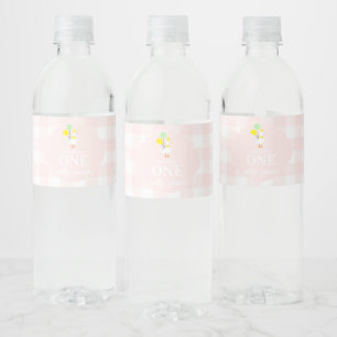 One Silly Goose Gingham 1st Birthday Water Bottle Label