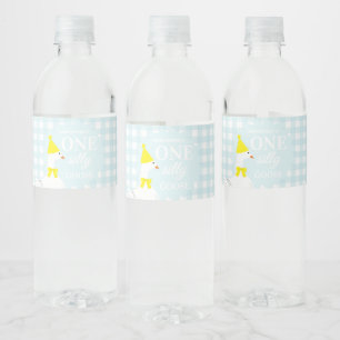 One Silly Goose Gingham 1st Birthday Water Bottle Label
