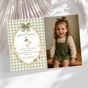 One Silly Goose Gingham Birthday Photo Thank You Card