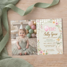 One Silly Goose Gingham Floral Girl 1st Birthday 