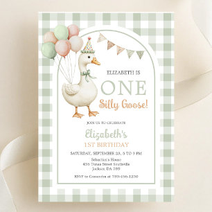 One Silly Goose Girl 1st Birthday Invitation