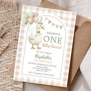 One Silly Goose Girl 1st Birthday Invitation