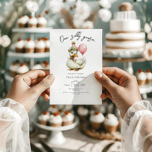 One Silly Goose Girl 1st Birthday Invitation