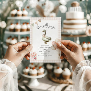 One Silly Goose Girl 1st Birthday Invitation