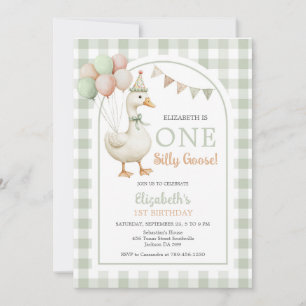 One Silly Goose Girl 1st Birthday Invitation