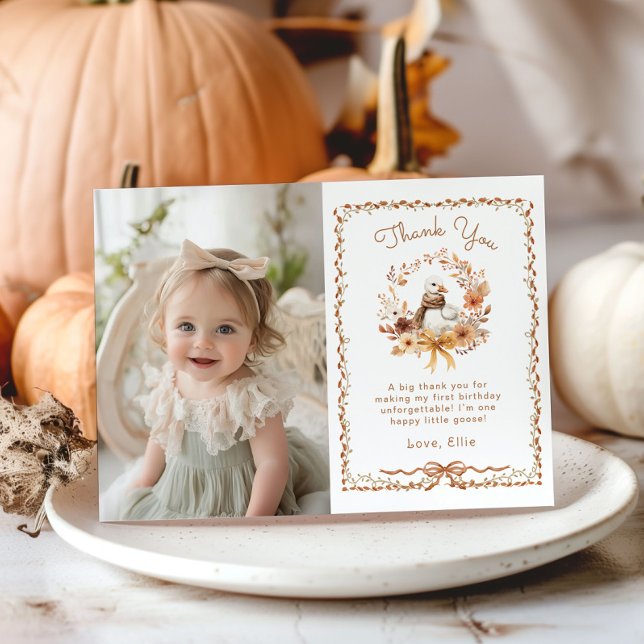 One Silly Goose Girl Birthday Photo Thank you card (Creator Uploaded)