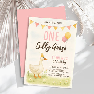 One Silly Goose Girl First Birthday Invitation
