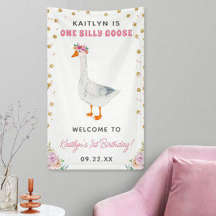 One Silly Goose Girls 1st Birthday Party Welcome Banner