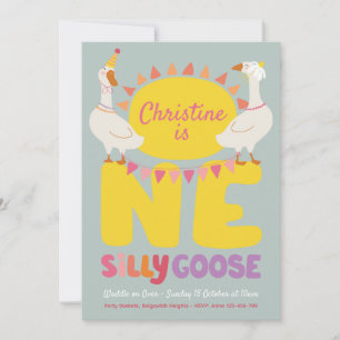 One Silly Goose, Girls First Birthday Invitation