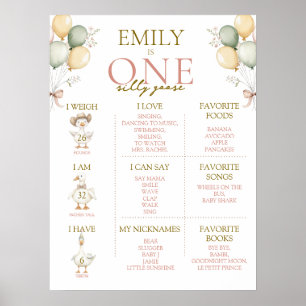 One Silly Goose Girl's Milestone Keepsake Sign