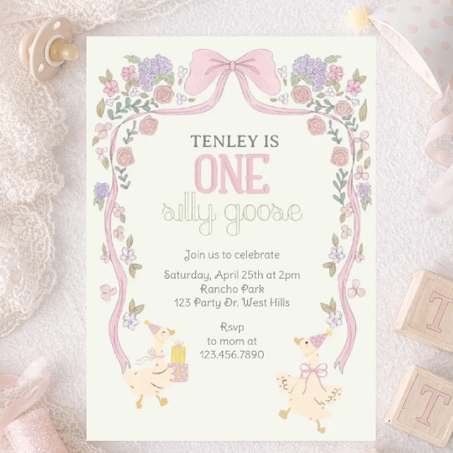 One Silly Goose, Goose Party, First Birthday  Invitation (Creator Uploaded)