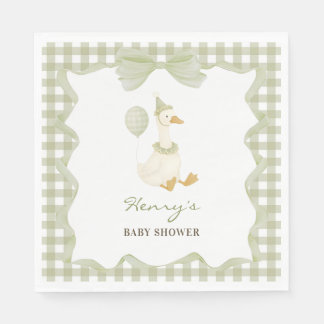 One Silly Goose Green 1st Birthday Paper Napkin