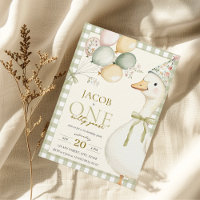 One Silly Goose Green Gingham 1st Birthday