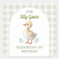 One Silly Goose Green Gingham Baby First Birthday