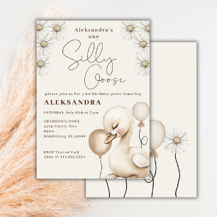 One Silly Goose Neutral Boho Baby 1st Birthday Invitation