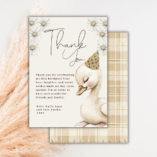 One Silly Goose Neutral Boho Baby 1st Birthday  Thank You Card