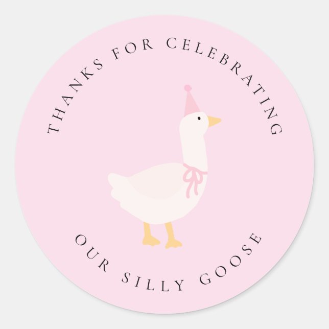 One Silly Goose Party Favour Sticker - Silly Goose (Front)