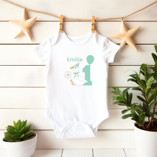 One silly Goose Personalise name First birthday Baby Bodysuit