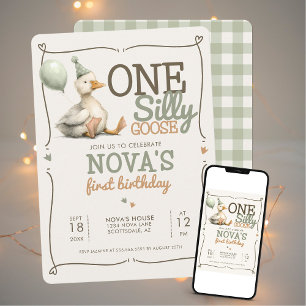 One Silly Goose Personalised 1st Birthday Party Invitation
