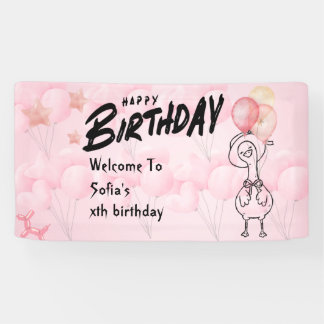 One Silly Goose Personalised Pink 1st Birthday Ban Banner