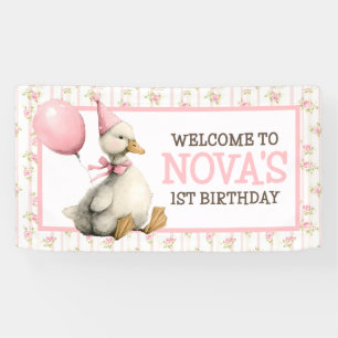 One Silly Goose Personalised Pink 1st Birthday Banner