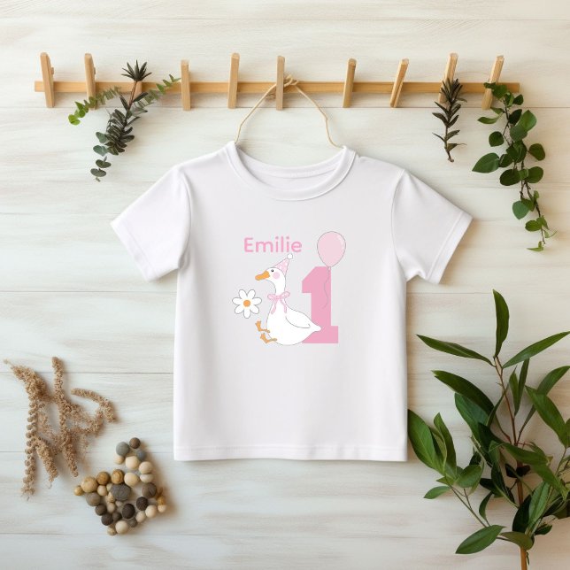 One silly Goose Personalize name First birthday Baby T-Shirt (Creator Uploaded)