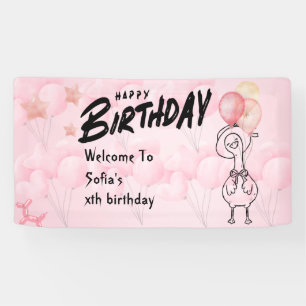One Silly Goose Personalized Pink 1st Birthday Ban Banner