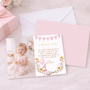 One Silly Goose Photo 1st Birthday Thank You Card