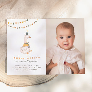 One Silly Goose Photo Birthday Party Invitation