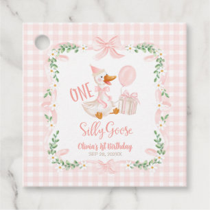 One Silly Goose Pin Bow Floral 1st Birthday Favour Tags