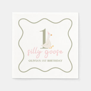 One Silly Goose pink and green Napkin