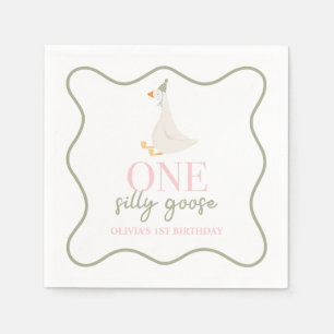 One Silly Goose pink and green Napkin