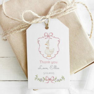 One Silly Goose Pink crest Girl Birthday Thank you Gift Tags