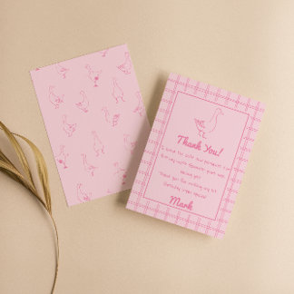 One Silly Goose Pink Drawn 1st Birthday Thank You