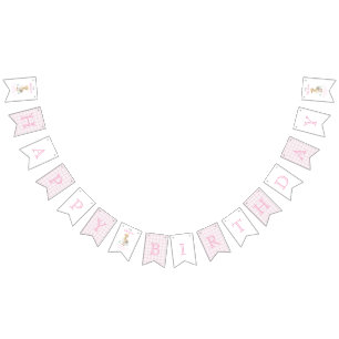 One Silly Goose Pink Gingham Girl First Birthday Bunting