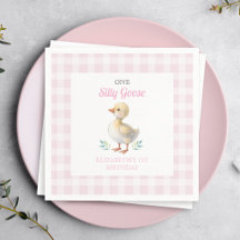 One Silly Goose Pink Gingham Girl First Birthday