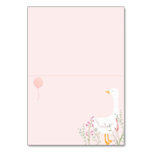 One Silly Goose Pink Girls 1st Birthday Place Card