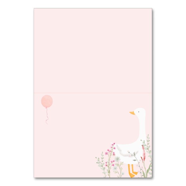 One Silly Goose Pink Girls 1st Birthday Place Card (Front)