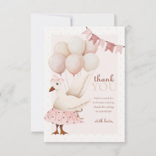 One Silly Goose Pink Pastel 1st Birthday Thank You Card