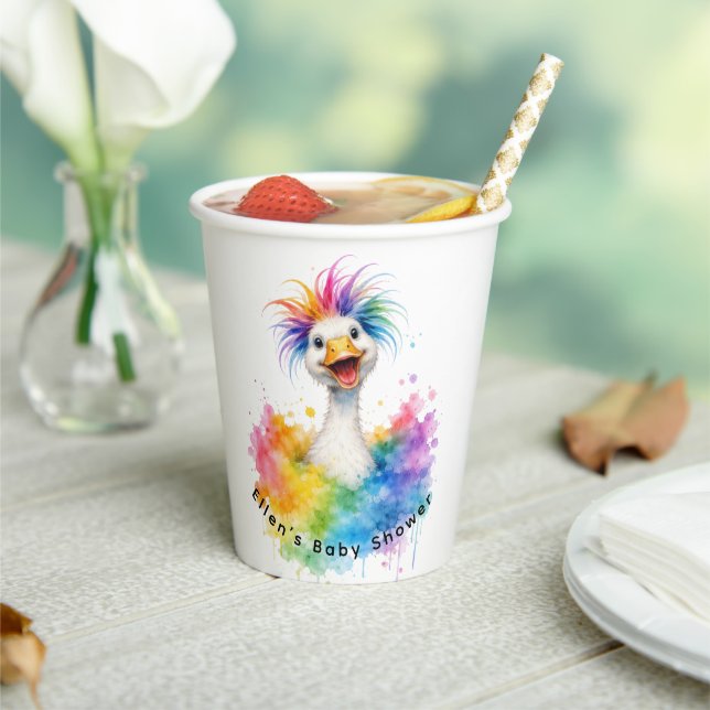 One Silly Goose Rainbow Baby Shower Paper Cups (Insitu)