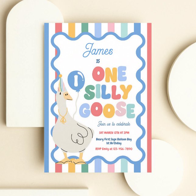 One Silly Goose Spring 1st Birthday Invitation (Creator Uploaded)