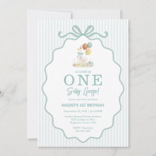 One Silly Goose Teal Boys 1st Birthday Invitation