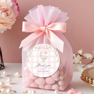 One Silly Goose Vintage Pink Duck 1st Birthday Classic Round Sticker