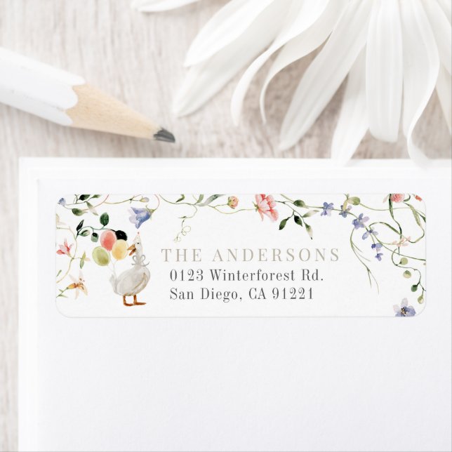 One Silly Goose Wildflower Floral Return Address Label (Insitu)
